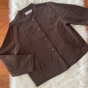 Action Wear Vintage Brown Jacket Size Medium Tencel Embroidered Made in USA